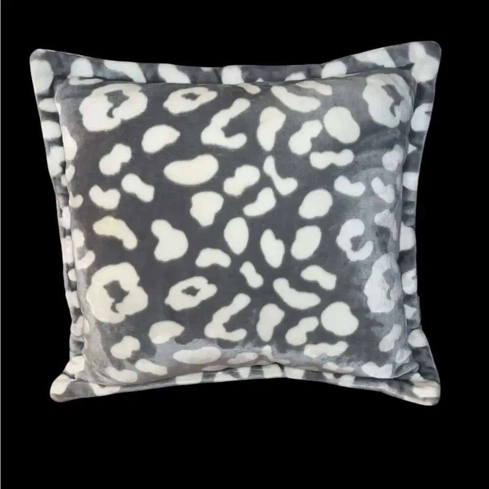 PINK Victoria's Secret Snow Leopard Gray & White Accent Pillow RARE